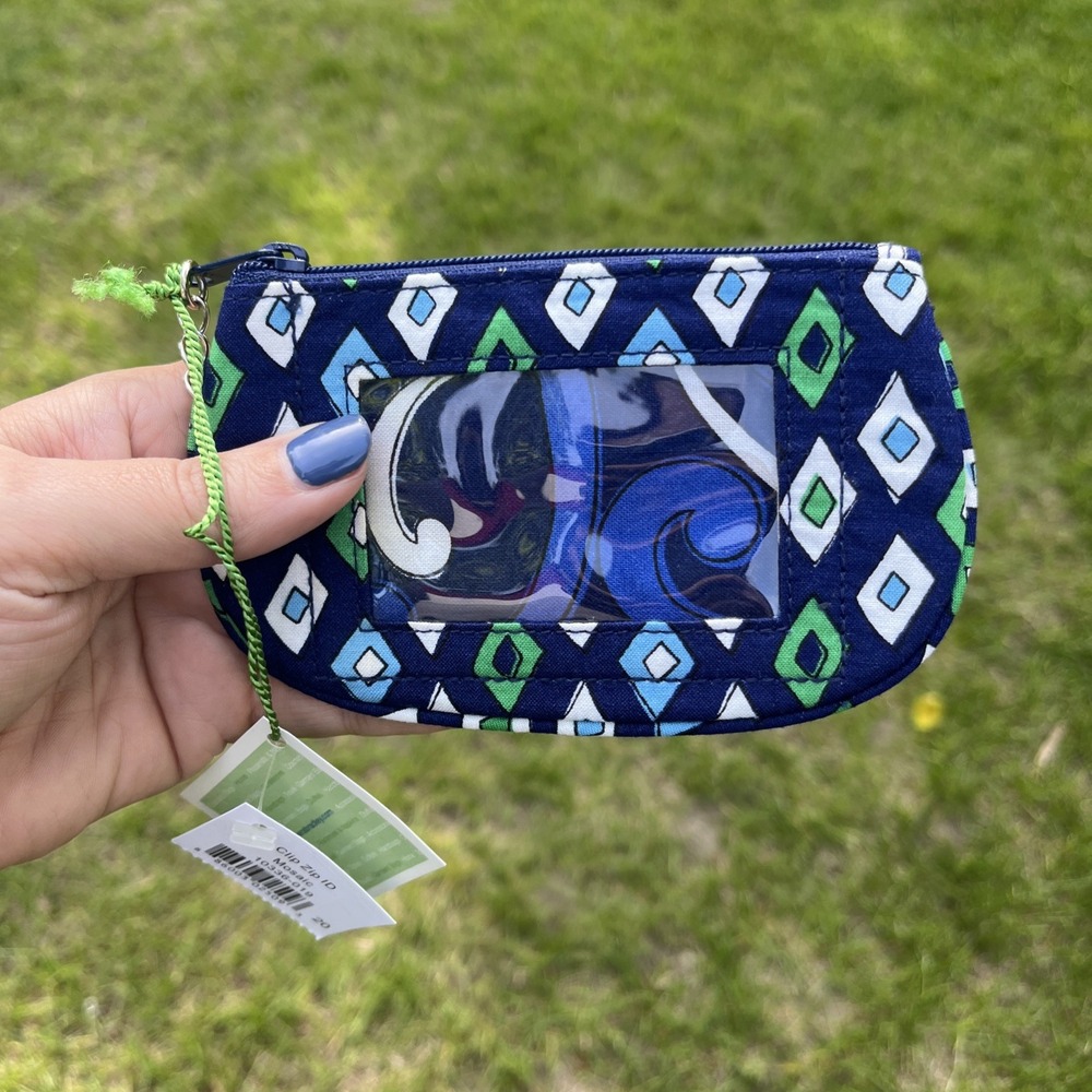 Vera Bradley Small Wristlet Zip Up‎ Wallet - Mosaic Blue New w/ Tags